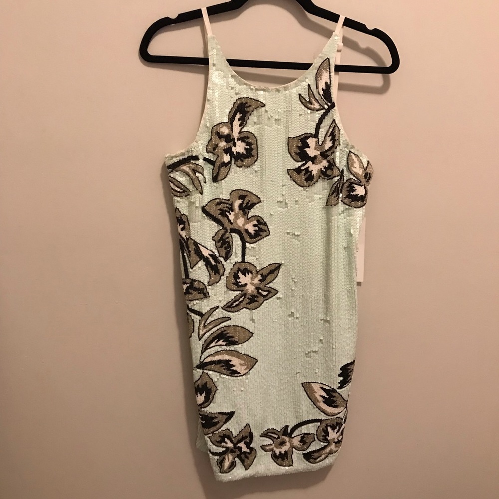 NWT - Parker Fully Sequined Aqua Shift Dress